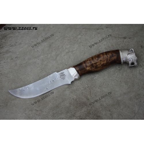 Нож «Баскардия» Н27-Л, сталь контрастный дамаск (65Г-Х12МФ1), рукоять: никель, карельская береза, литьё